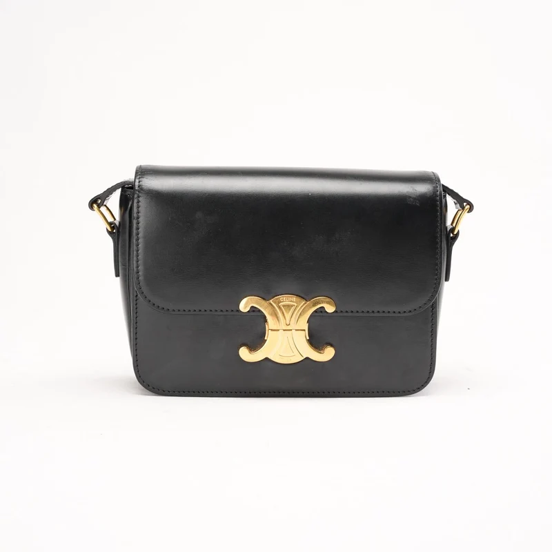 Celine Teen Triumph Schultertasche, schwarz, goldfarbene Beschläge, Modell 2021