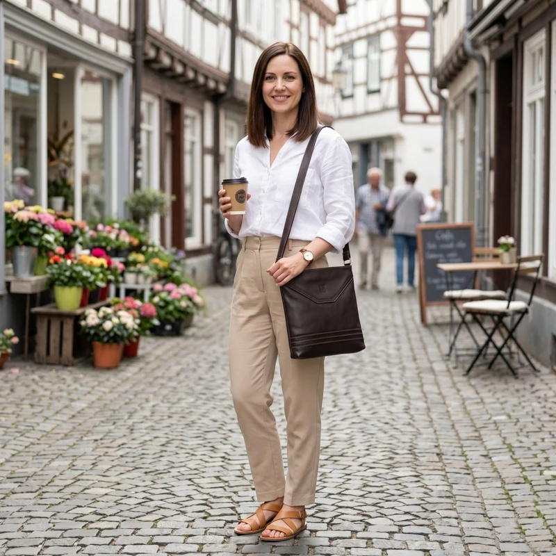 Umhängetasche Ledertasche Damen Schultertasche Rindsleder dunkelbraun LE0066