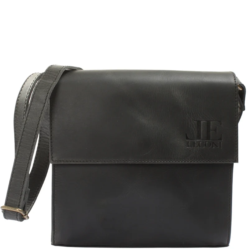 kleine Schultertasche Umhängetasche Damentasche Leder dunkelgrau LE3082