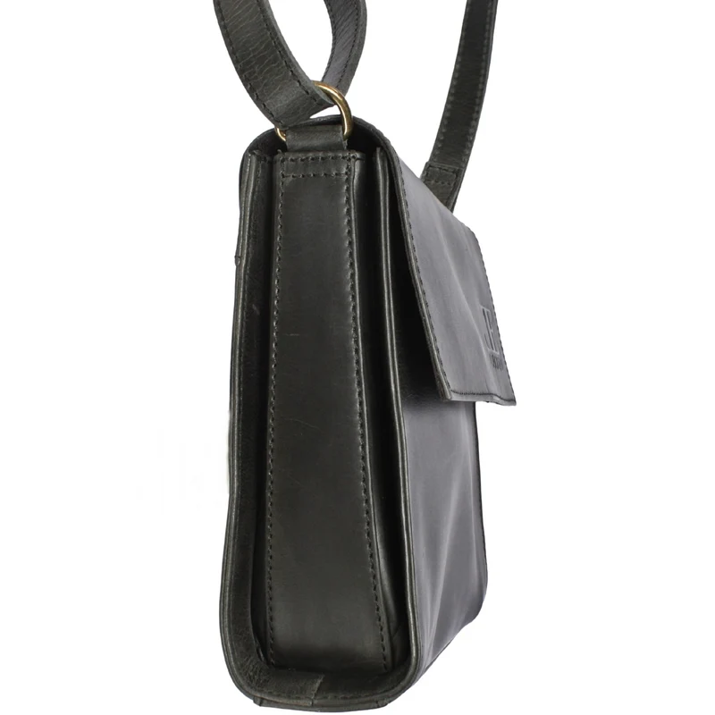 kleine Schultertasche Umhängetasche Damentasche Leder dunkelgrau LE3082