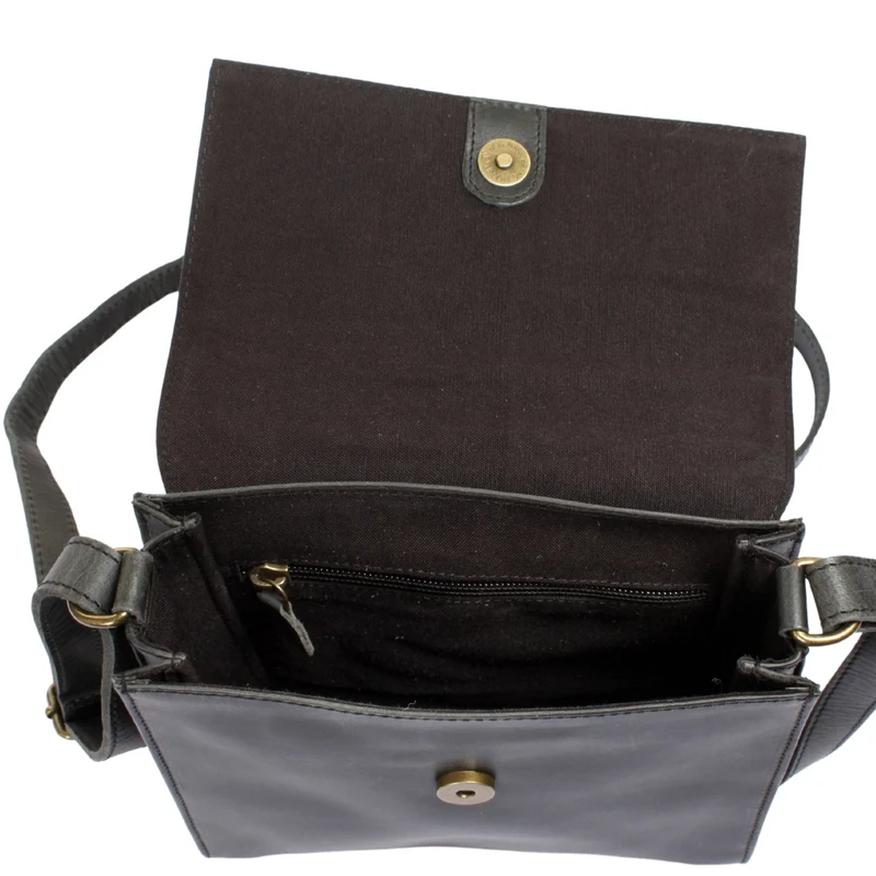 kleine Schultertasche Umhängetasche Damentasche Leder dunkelgrau LE3082