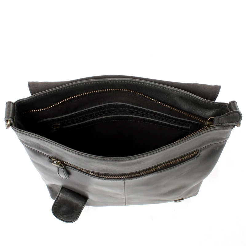 Umhängetasche Ledertasche Damen Schultertasche Leder dunkelgrau LE3073