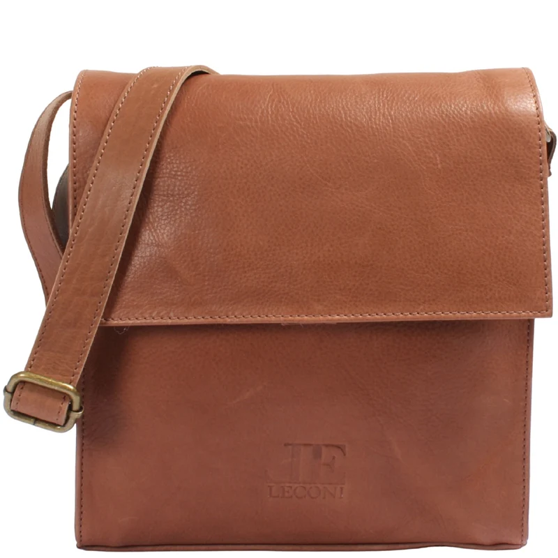 mittlere Schultertasche Umhängetasche Damentasche Leder hellbraun LE3089