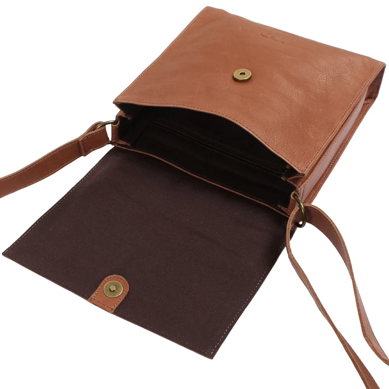mittlere Schultertasche Umhängetasche Damentasche Leder hellbraun LE3089