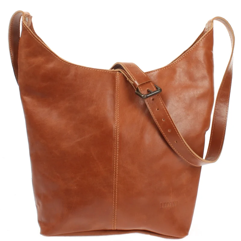 B-Ware große Umhängetasche Schultertasche Beuteltasche Damentasche Leder cognac LE0055