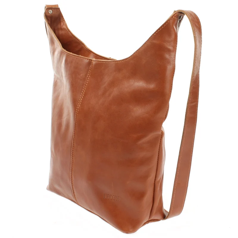 B-Ware große Umhängetasche Schultertasche Beuteltasche Damentasche Leder cognac LE0055