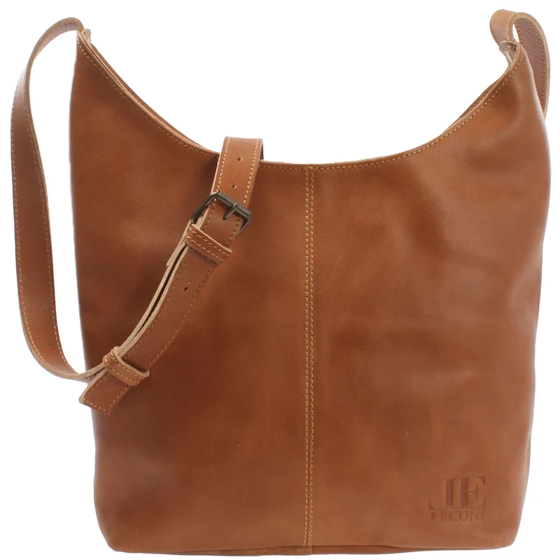 B-Ware mittlere Umhängetasche Schultertasche Beuteltasche Damentasche Leder cognac LE0072