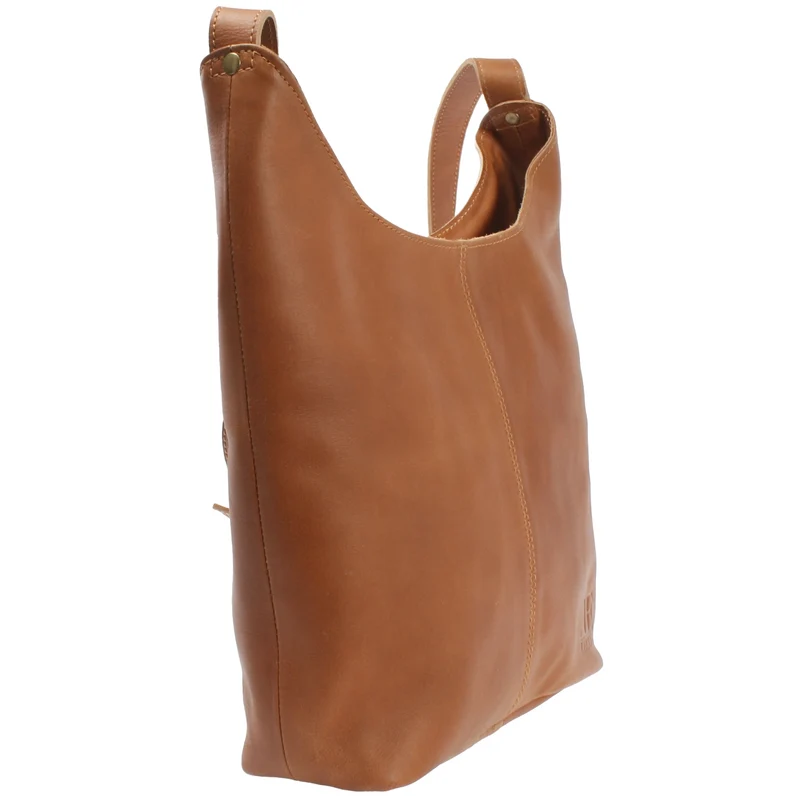 B-Ware mittlere Umhängetasche Schultertasche Beuteltasche Damentasche Leder cognac LE0072