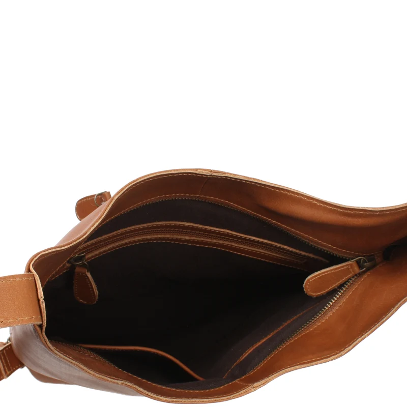 B-Ware mittlere Umhängetasche Schultertasche Beuteltasche Damentasche Leder cognac LE0072