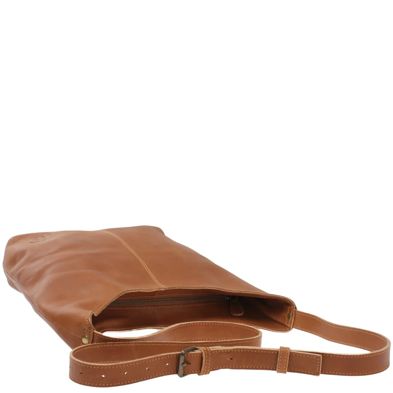 B-Ware mittlere Umhängetasche Schultertasche Beuteltasche Damentasche Leder cognac LE0072