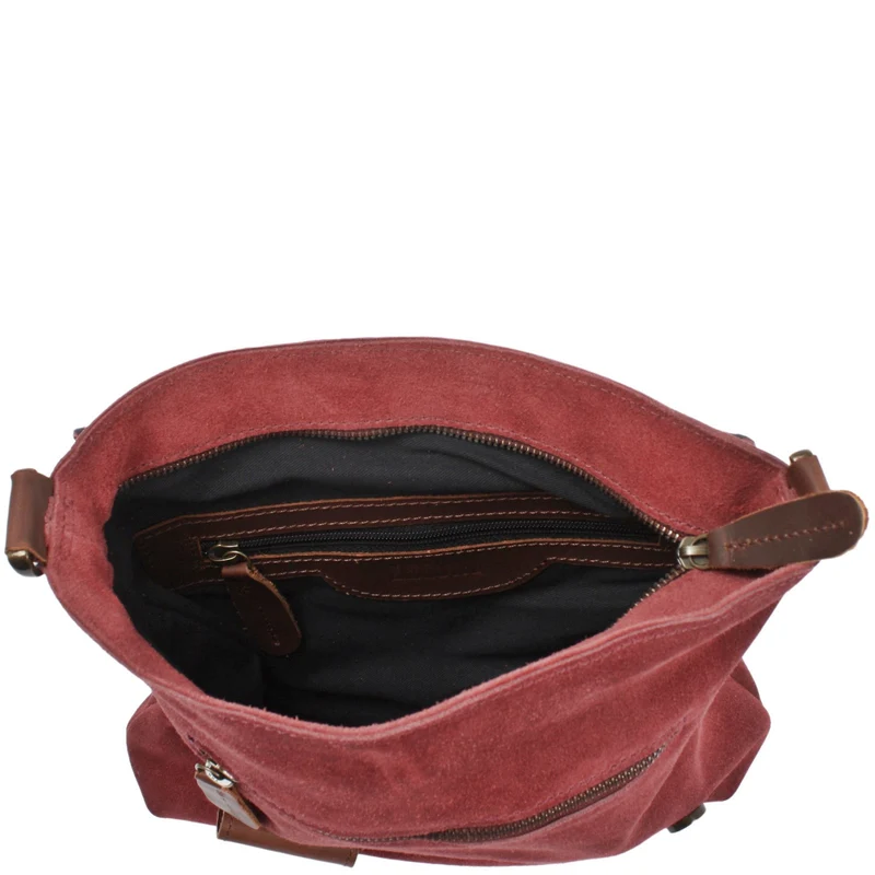 Umhängetasche Ledertasche Damen Schultertasche Wildleder bordeaux LE3027