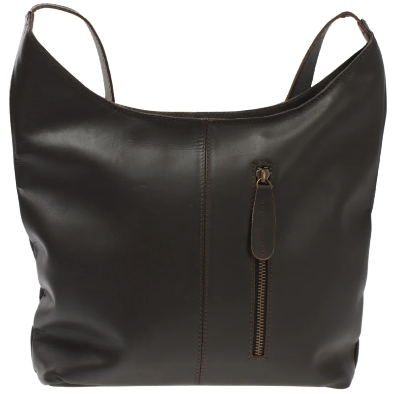 mittlere Umhängetasche Schultertasche Damentasche Leder dunkelbraun LE0073