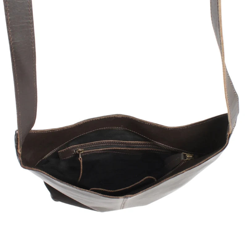 mittlere Umhängetasche Schultertasche Damentasche Leder dunkelbraun LE0073