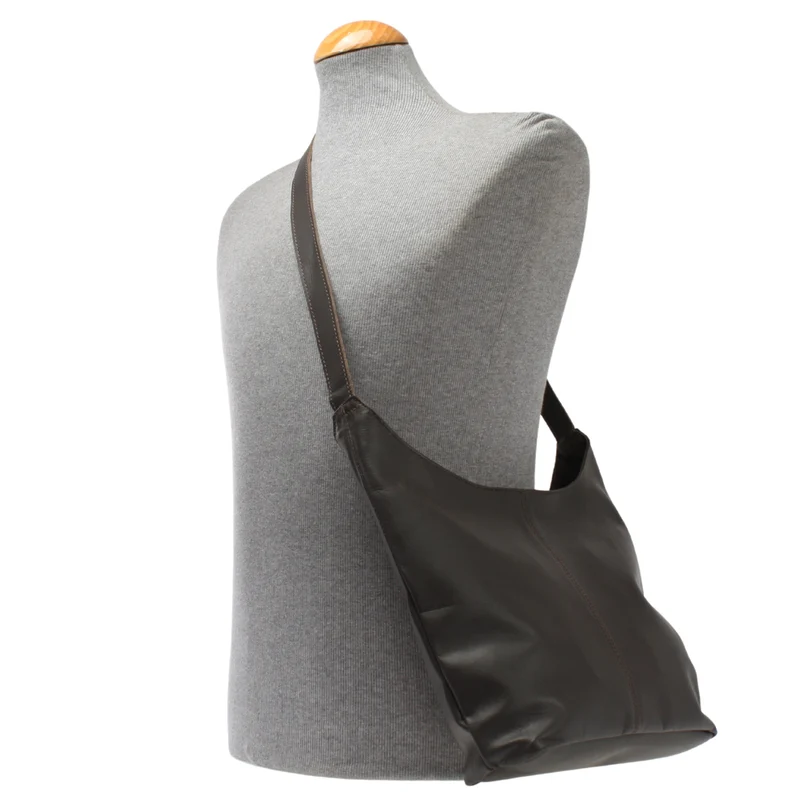 mittlere Umhängetasche Schultertasche Damentasche Leder dunkelbraun LE0073