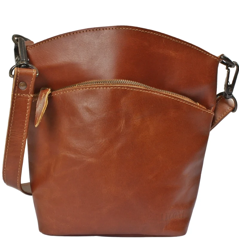 B-Ware kleine Umhängetasche Schultertasche Freizeittasche Leder cognac LE3049