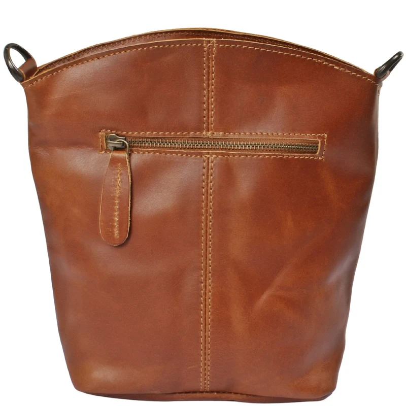 B-Ware kleine Umhängetasche Schultertasche Freizeittasche Leder cognac LE3049
