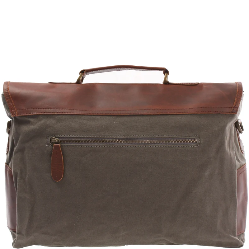 Messenger Bag Din A4 Kuriertasche Leder Canvas grau LE3018