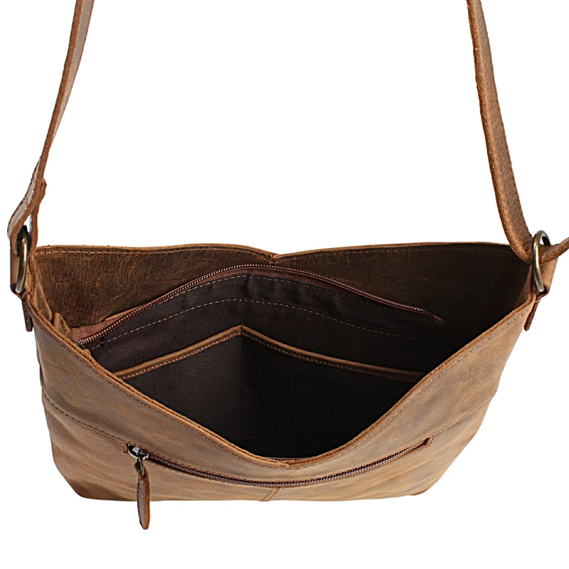 Schultertasche Umhängetasche Handtasche Leder vintage-braun LE0065