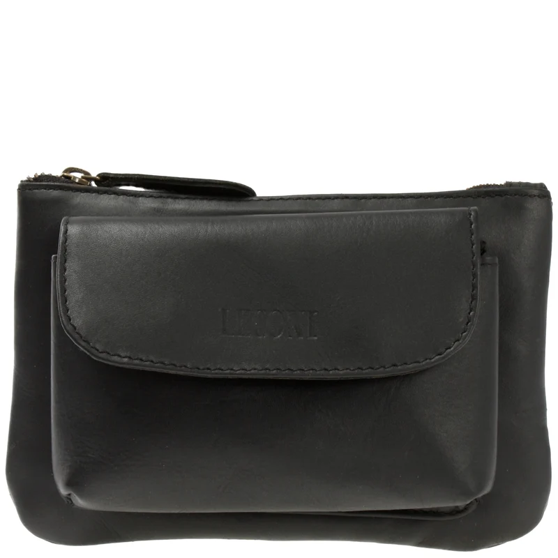 Gürteltasche Bauchtasche Hüfttasche Damen Herren Rindsleder schwarz LE9019