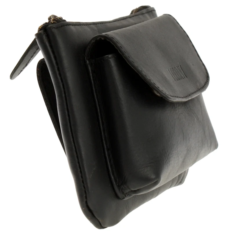 Gürteltasche Bauchtasche Hüfttasche Damen Herren Rindsleder schwarz LE9019