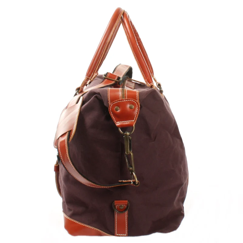 Reisetasche Weekender Handgepäck Leder Canvas mokka LE2010