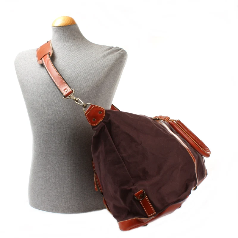 Reisetasche Weekender Handgepäck Leder Canvas mokka LE2010