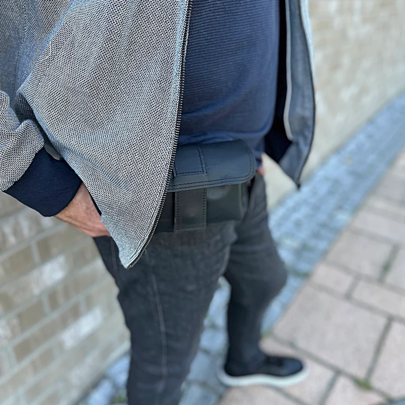 große Gürteltasche Bauchtasche Hüfttasche Damen Herren Rindsleder schwarz LE9030
