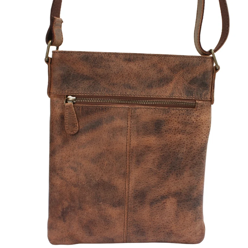 kleine Herrentasche Umhängetasche Freizeittasche Leder vintage braun LE3035