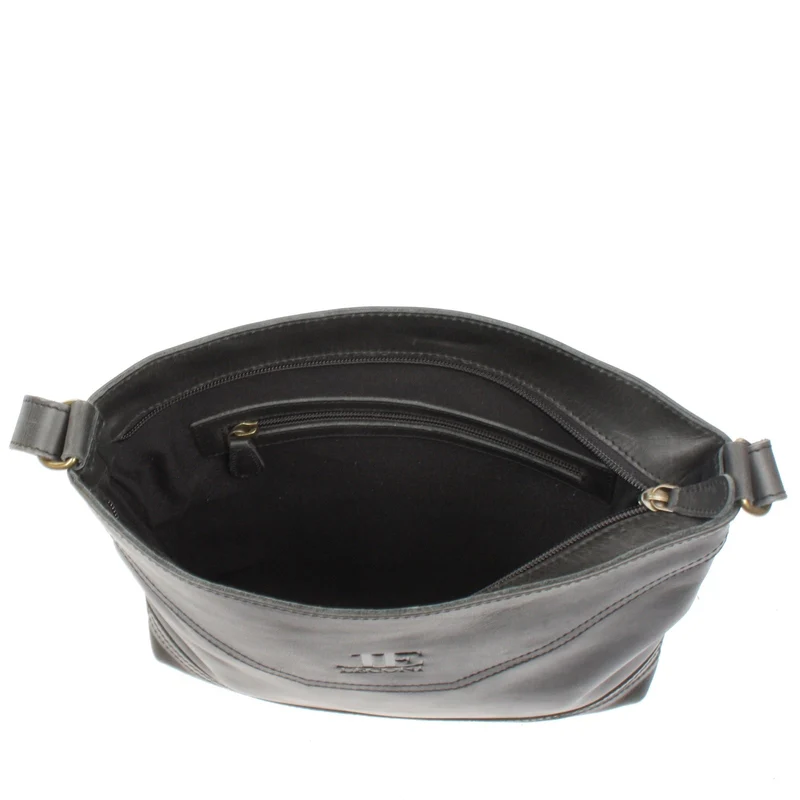 Umhängetasche Ledertasche Damen Schultertasche Leder dunkelgrau LE0066