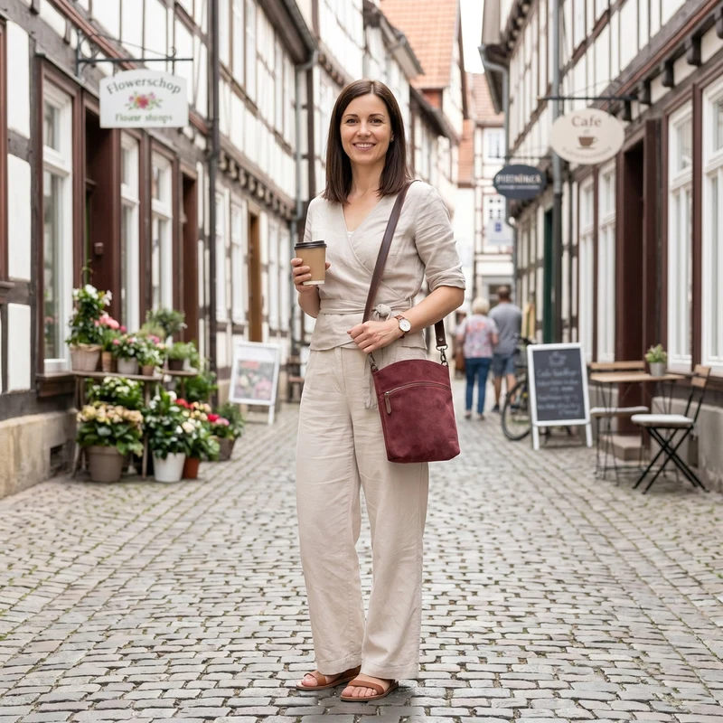 kleine Umhängetasche Schultertasche Freizeittasche Wildleder bordeaux LE3049