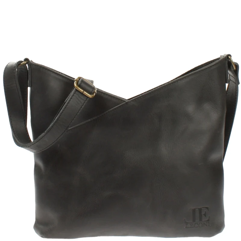 Damentasche Umhängetasche Handtasche Leder dunkelgrau LE0065