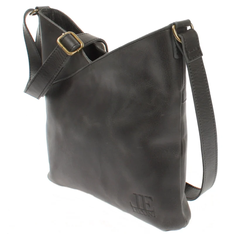 Damentasche Umhängetasche Handtasche Leder dunkelgrau LE0065