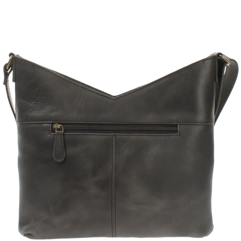 Damentasche Umhängetasche Handtasche Leder dunkelgrau LE0065