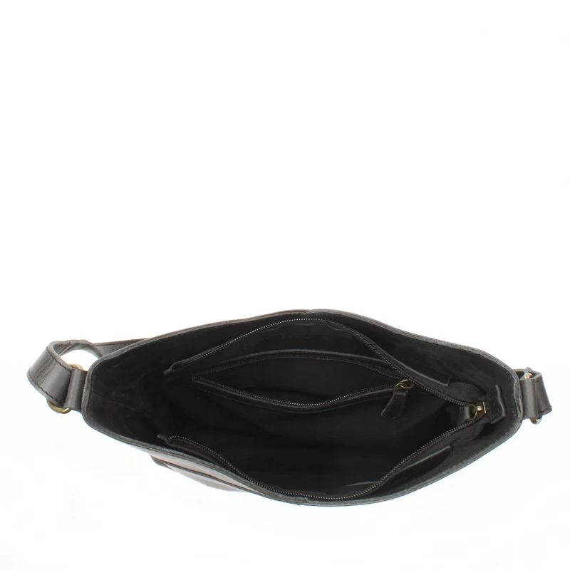 Damentasche Umhängetasche Handtasche Leder dunkelgrau LE0065