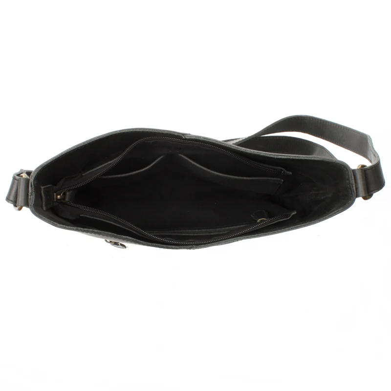 Damentasche Umhängetasche Handtasche Leder dunkelgrau LE0065