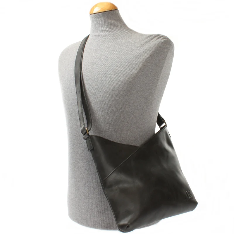 Damentasche Umhängetasche Handtasche Leder dunkelgrau LE0065