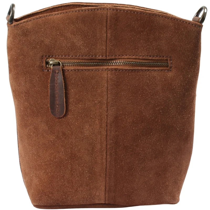 kleine Umhängetasche Schultertasche Freizeittasche Wildleder braun LE3049