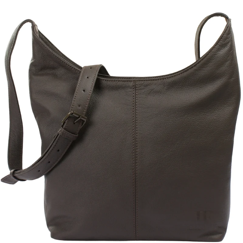 mittlere Umhängetasche Schultertasche Beuteltasche Damentasche Leder kaffeebraun LE0072
