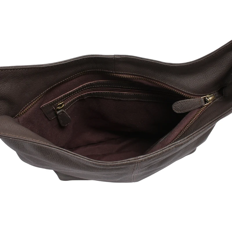 mittlere Umhängetasche Schultertasche Beuteltasche Damentasche Leder kaffeebraun LE0072