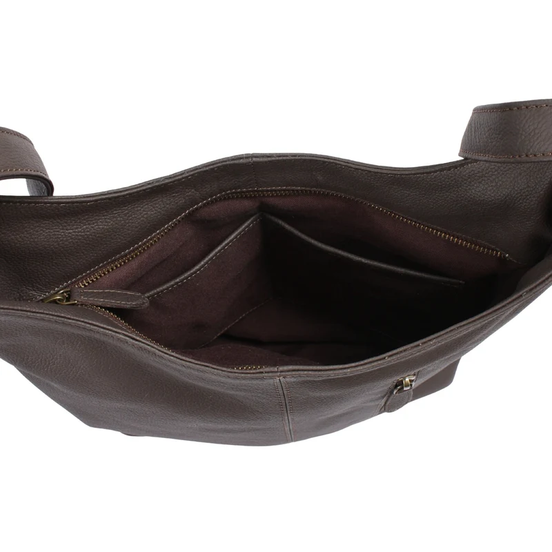 mittlere Umhängetasche Schultertasche Beuteltasche Damentasche Leder kaffeebraun LE0072