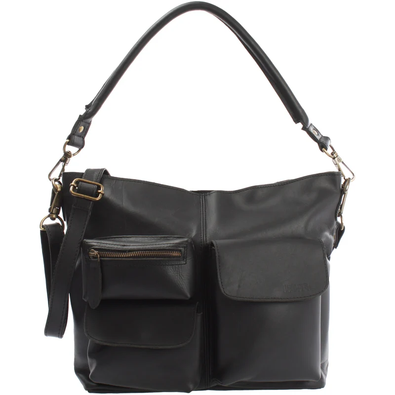 B-Ware Schultertasche Umhängetasche Ledertasche Leder schwarz LE0039