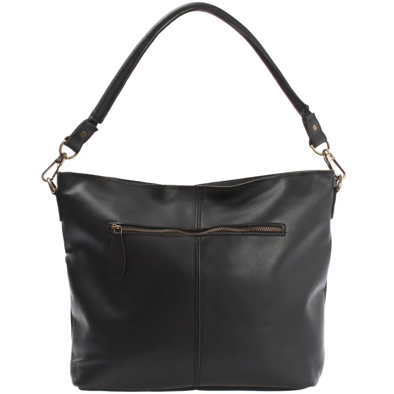 B-Ware Schultertasche Umhängetasche Ledertasche Leder schwarz LE0039