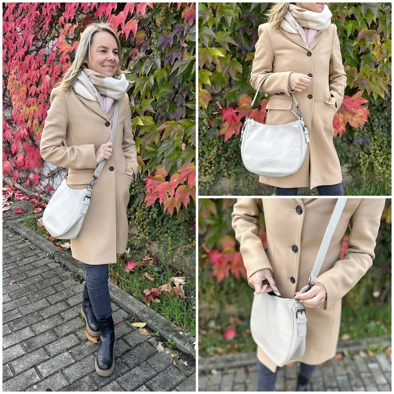 B-Ware Schultertasche Ledertasche Damentasche Leder beige LE0063