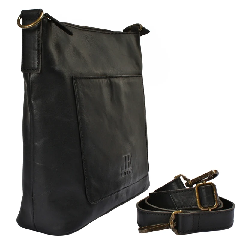 mittlere Umhängetasche Schultertasche Damentasche Ledertasche Leder schwarz LE0080