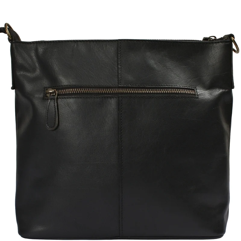 mittlere Umhängetasche Schultertasche Damentasche Ledertasche Leder schwarz LE0080