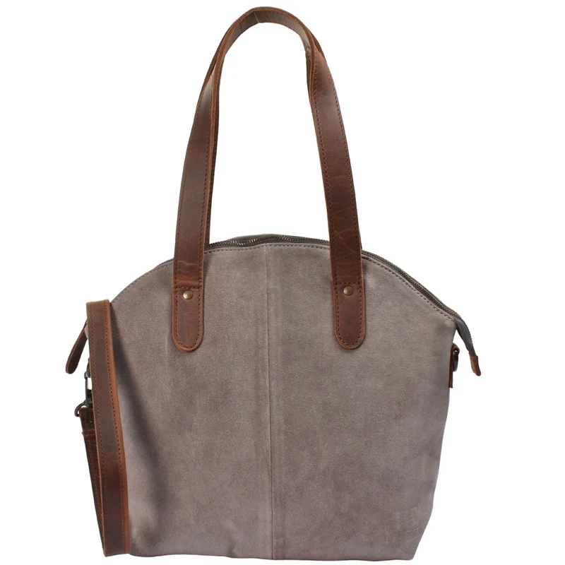 Damentasche Henkeltasche Schultertasche Wildleder grau LE0060