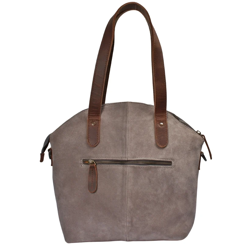 Damentasche Henkeltasche Schultertasche Wildleder grau LE0060