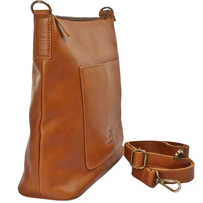 große Umhängetasche Schultertasche Damentasche Ledertasche Leder cognac LE0079