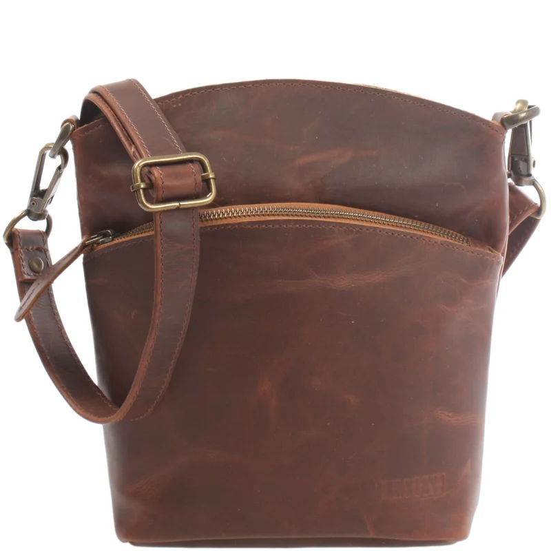 B-Ware kleine Umhängetasche Schultertasche Freizeittasche Leder braun LE3049
