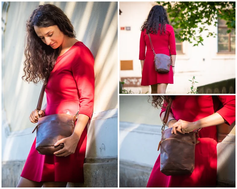 B-Ware kleine Umhängetasche Schultertasche Freizeittasche Leder braun LE3049